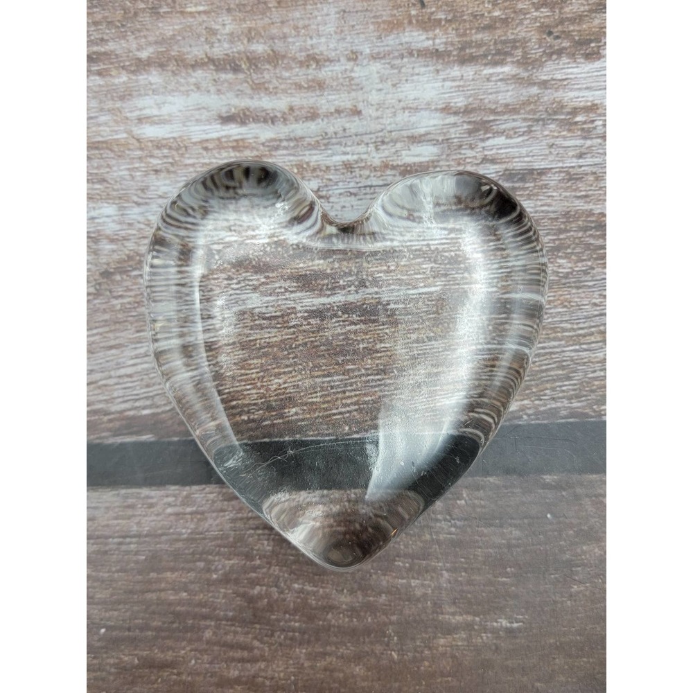 Clear glass heart paperweight